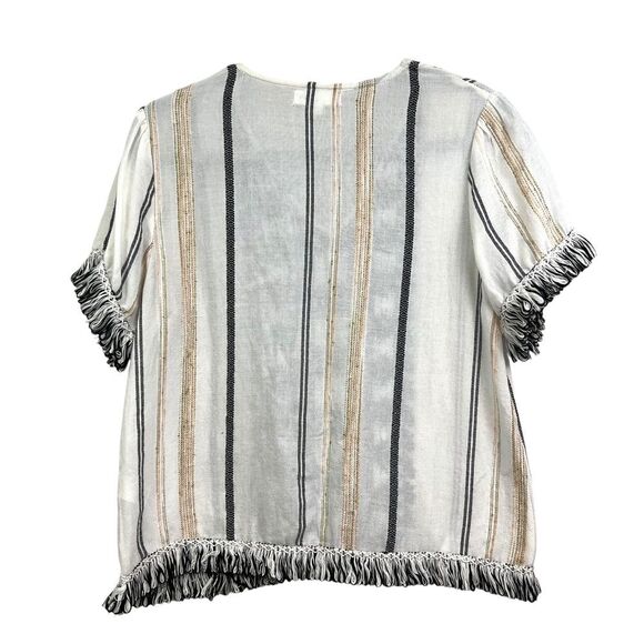THML Womens Tunic Top Boho Embroidered Fringe with Aztec Pattern Cream Black XS - Picture 5 of 6